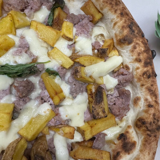 PIZZA SALSICCIA E PATATE -  TONDA